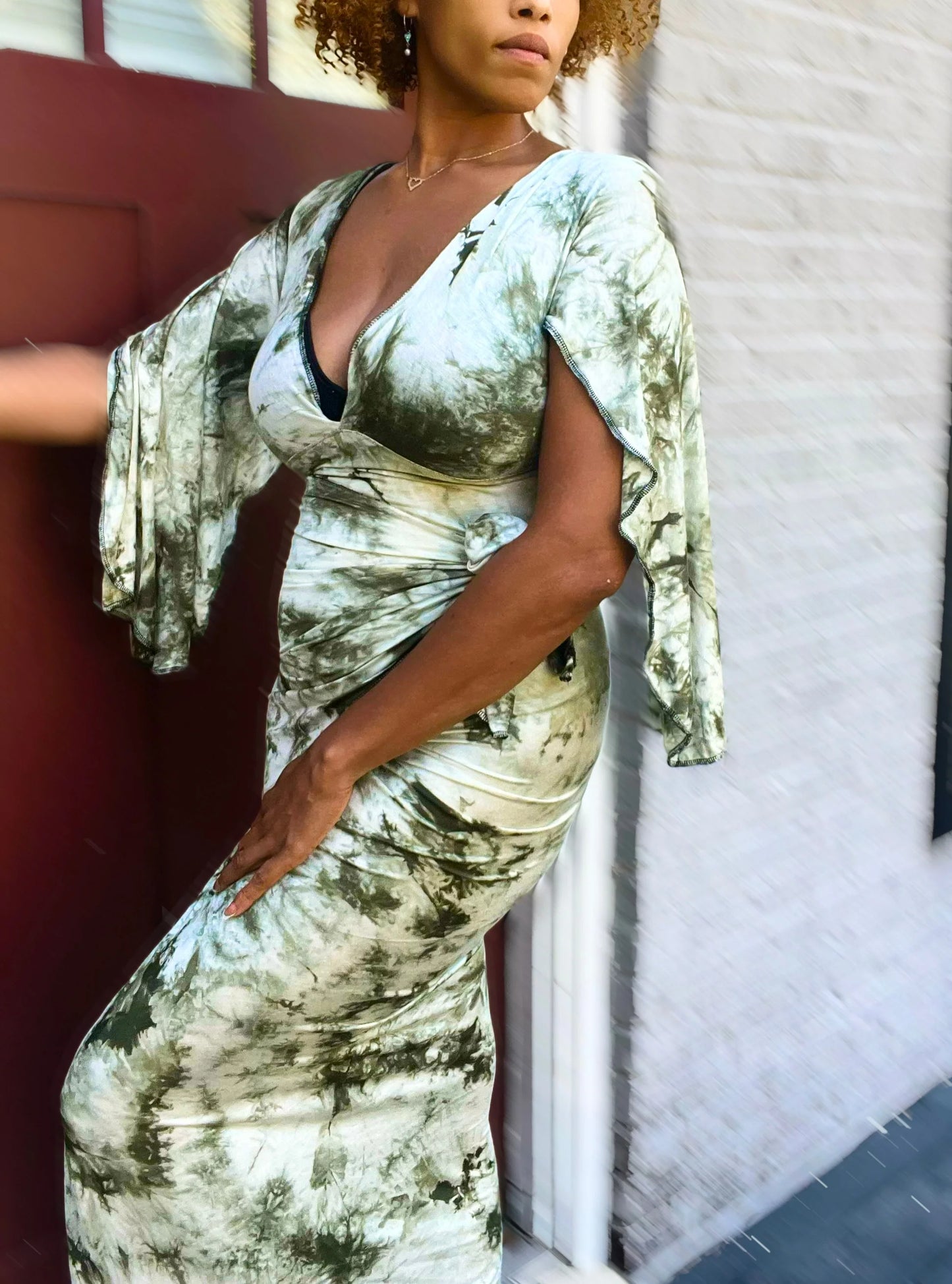 Fairy Dust Wrap Dress - Green Tye