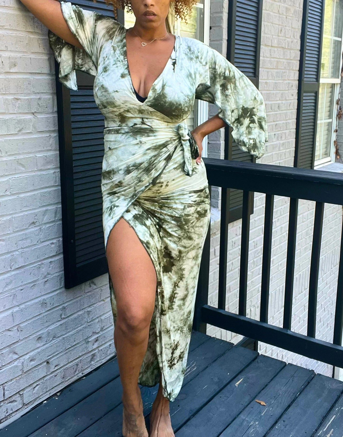 Fairy Dust Wrap Dress - Green Tye