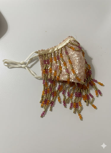 Pink Gold Veil Mask