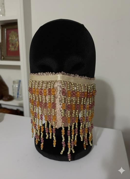 Pink Gold Veil Mask